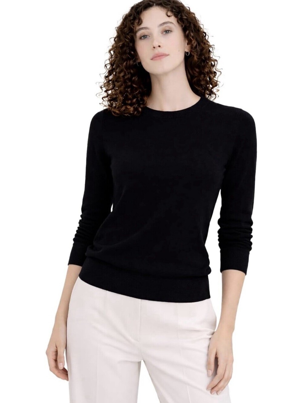 State Cashmere Women’s Essential Crewneck Sweater 100% Cashmere Size L Black